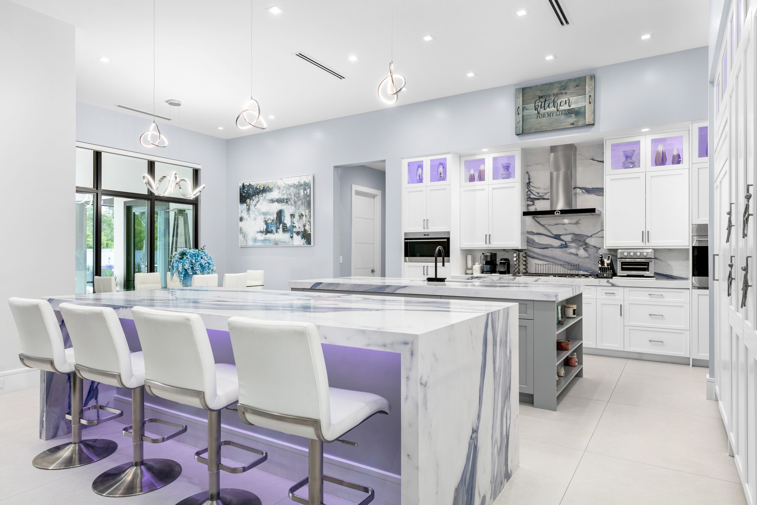 Custom LED lighting installation in luxury home interior